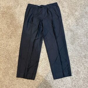 Hugo Boss Pants Mens 34x29 Navy Wool Pleated Dress Trousers Classic Fit